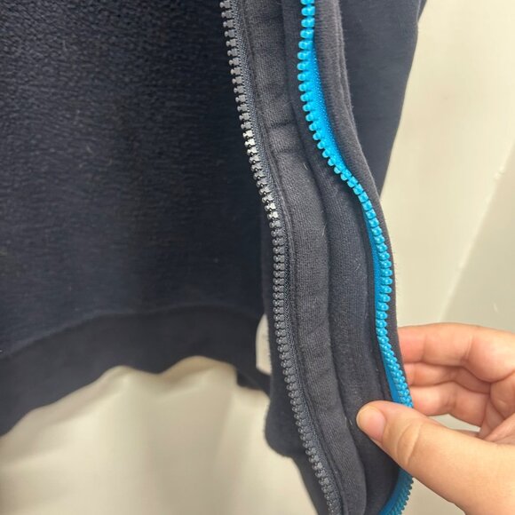 Hollister Y2k black blue layered sweatshirt zip up jacket medium - Picture 7 of 11